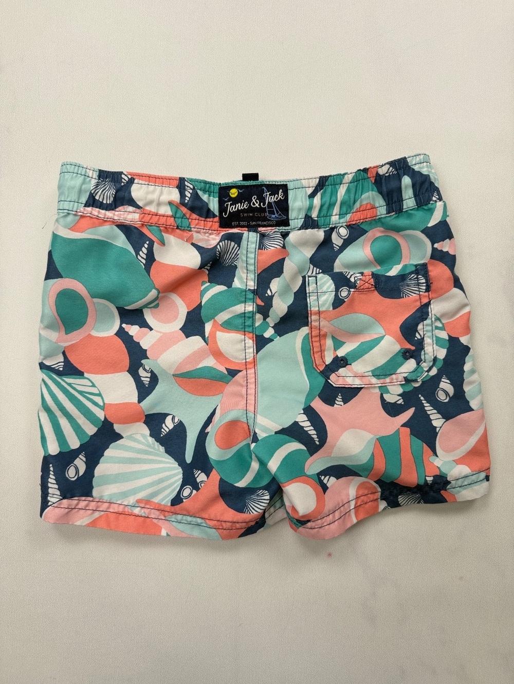 Janie and Jack Swim Trunks Turquoise Coral Contemporary Modern Retro - Boys 4